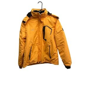 Women's Yellow Ski Jacket Winter Waterproof Windbreaker Hooded Raincoat Medium